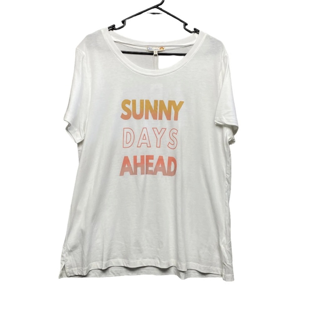 C&C California Womens White Round Neck Short Sleeve Pullover T Shirt Size 1X